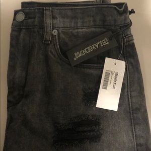Black acid wash jean shorts